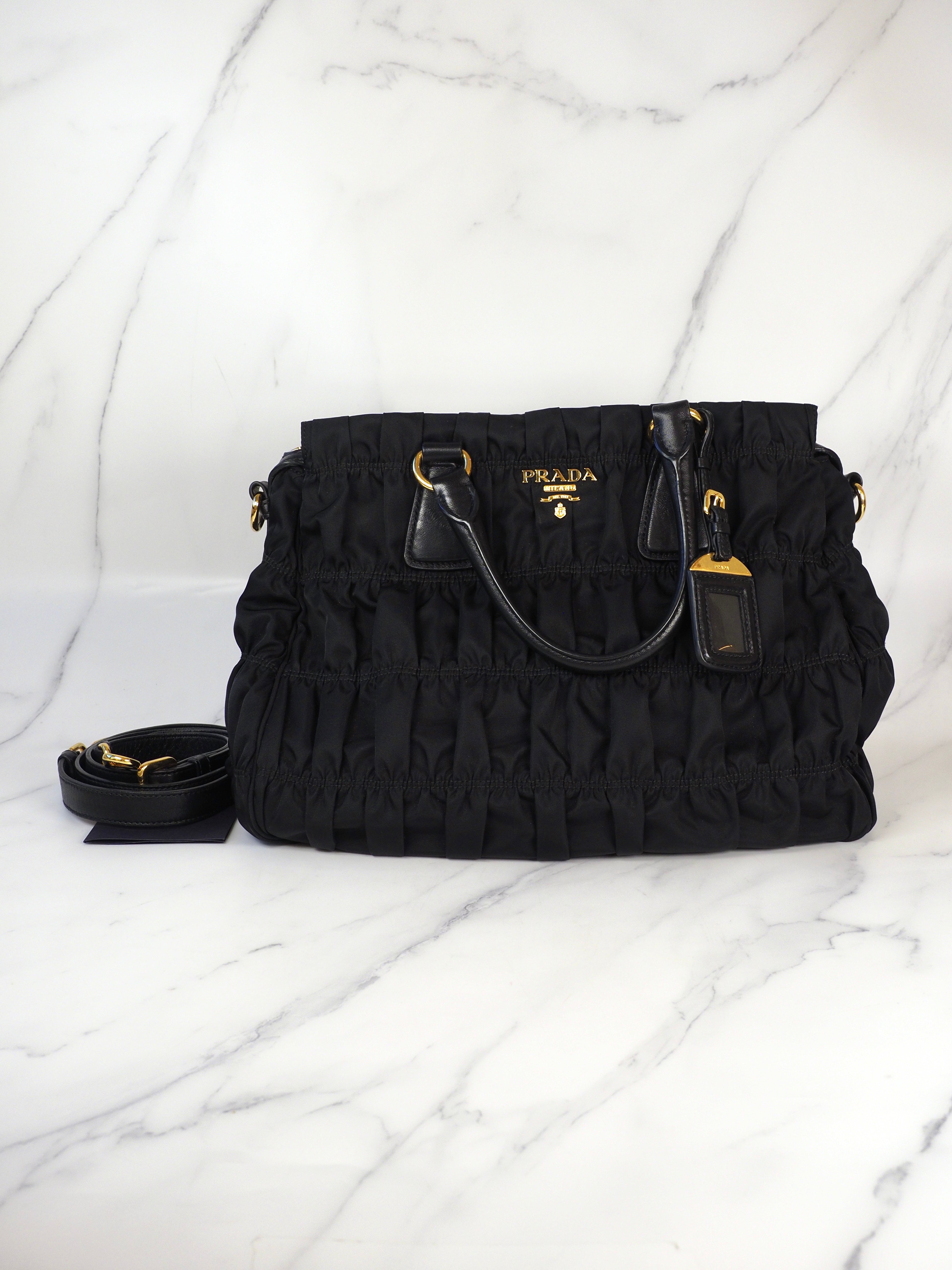 Prada Gaufre Nylon Handbag Black Bag - Jiaxyk