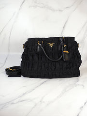 Prada Gaufre Nylon Handbag Black Bag - Jiaxyk
