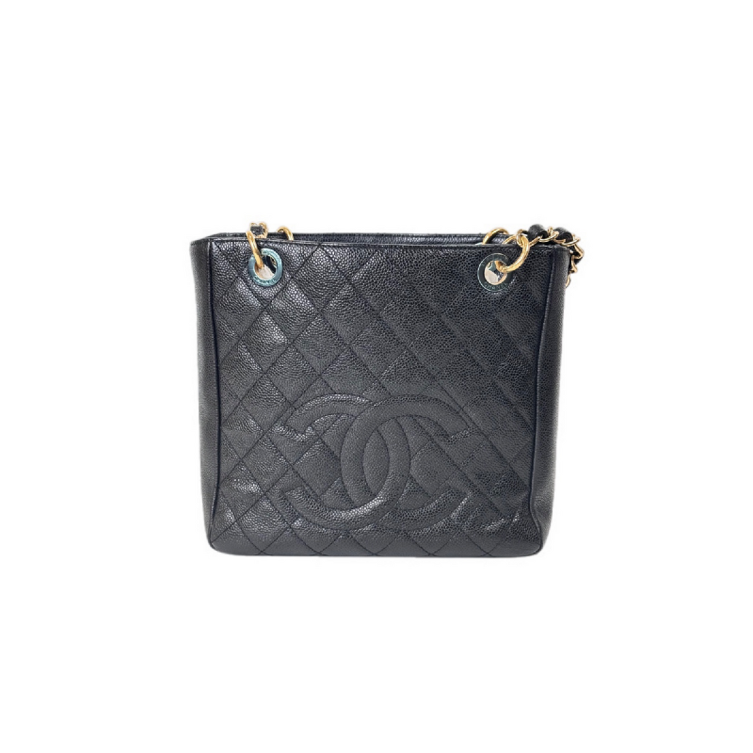 Chanel Tote GST Black Gold Caviar Bag