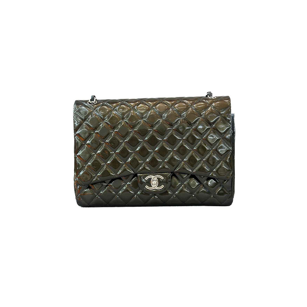 Chanel Maxi Classic Flap Patent Olive Green - Jiaxyk