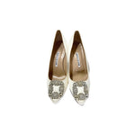Manolo Blahnik Hangisi Buckle Pumps White #38 - Jiaxyk