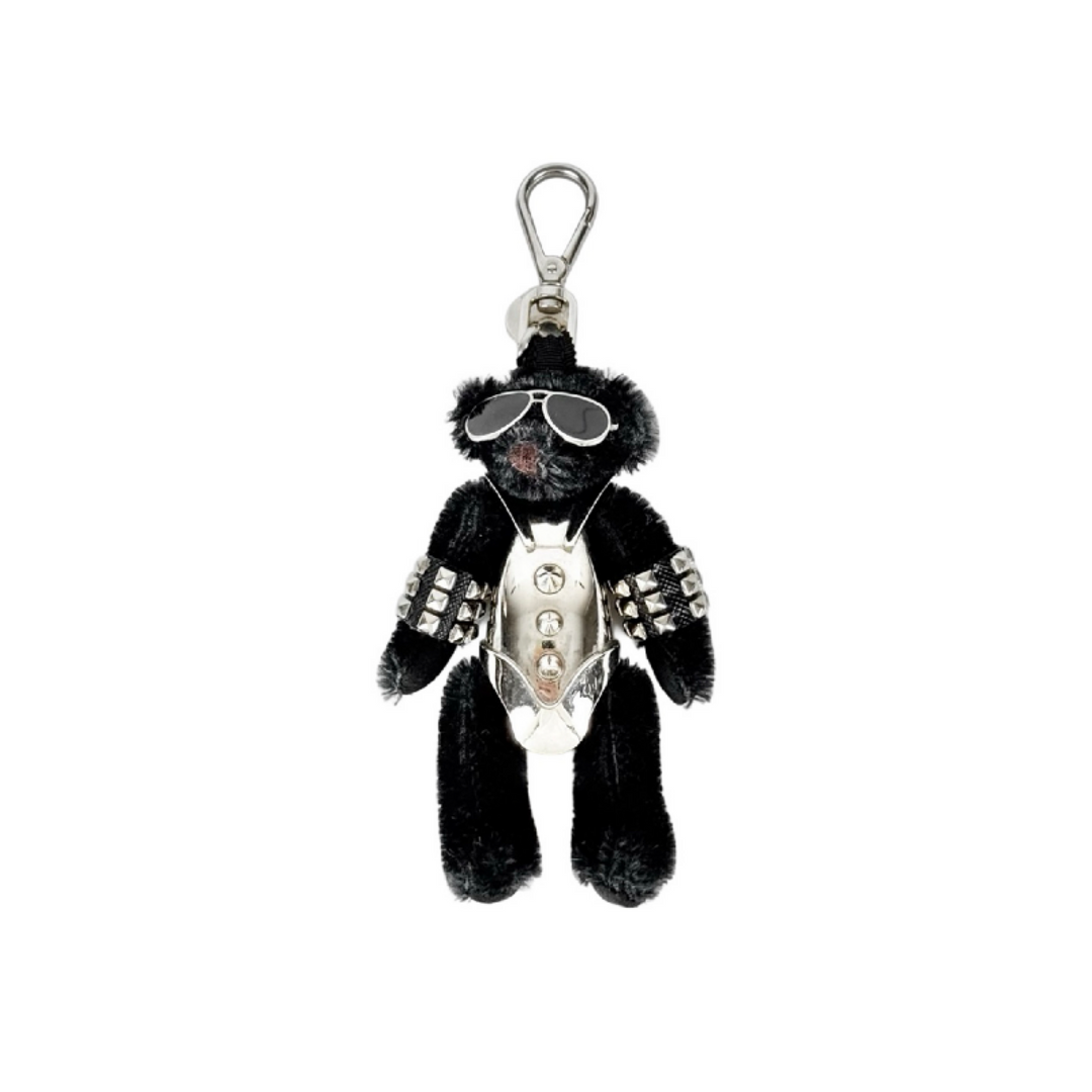 Prada Vintage Black Teddy Bear Keychain Charm