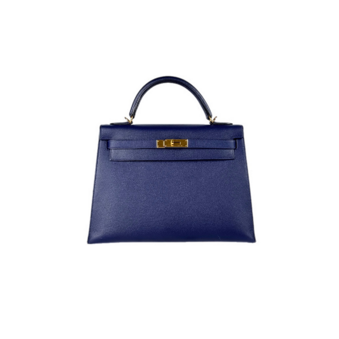 Hermes Kelly 32 Epsom Blue Bag