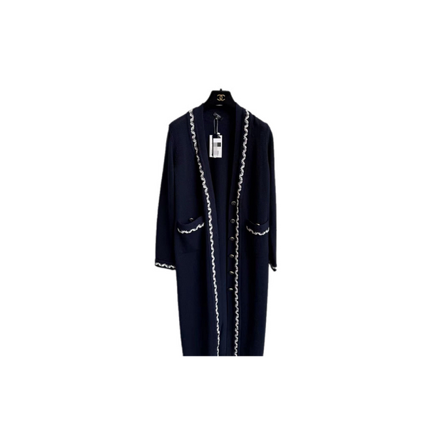 CHANEL ロングカーディガン CHANEL】シャネル『バイカラー カシミヤ×シルク カーディガン size34