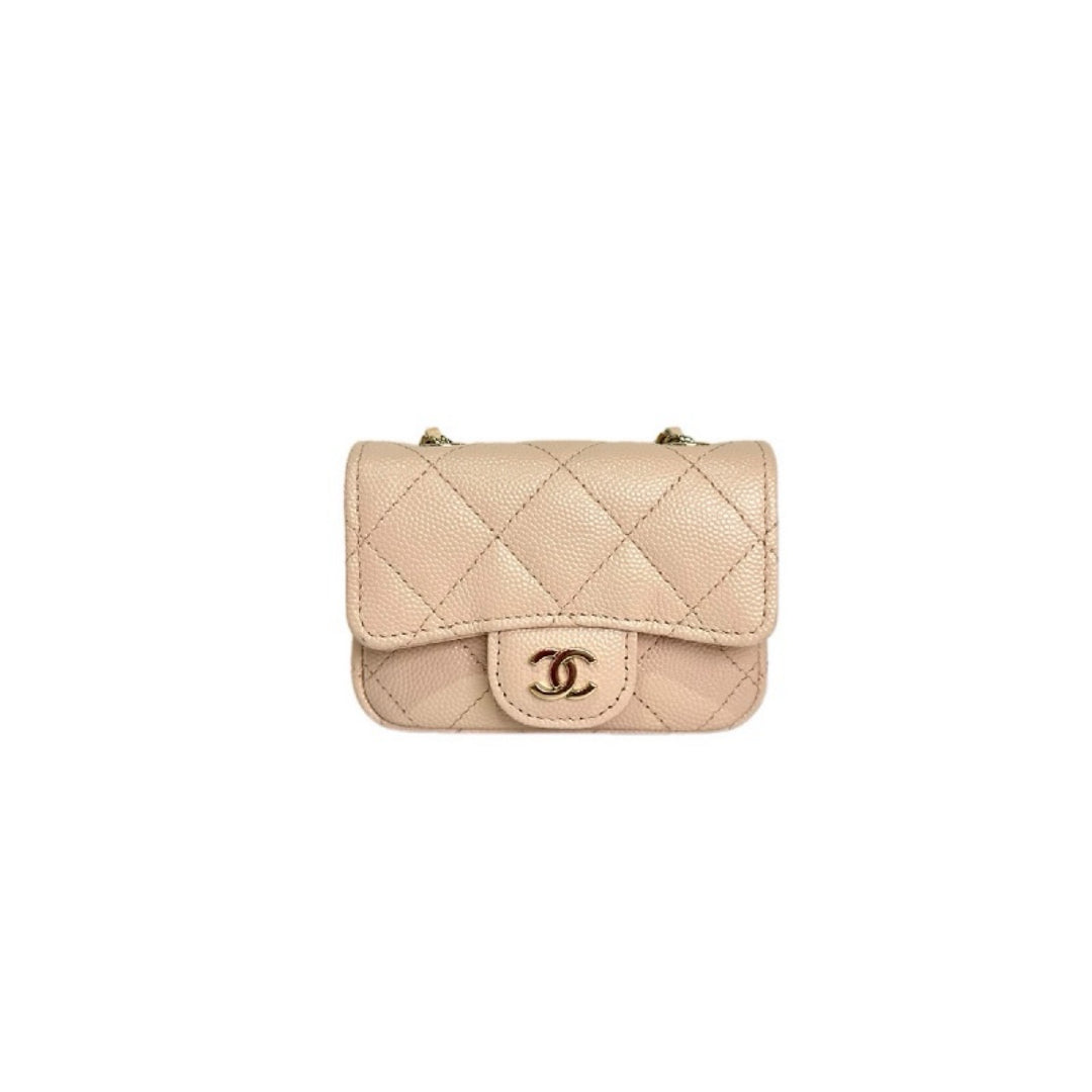 Chanel Caviar Beige Micro Chain Belt Bag