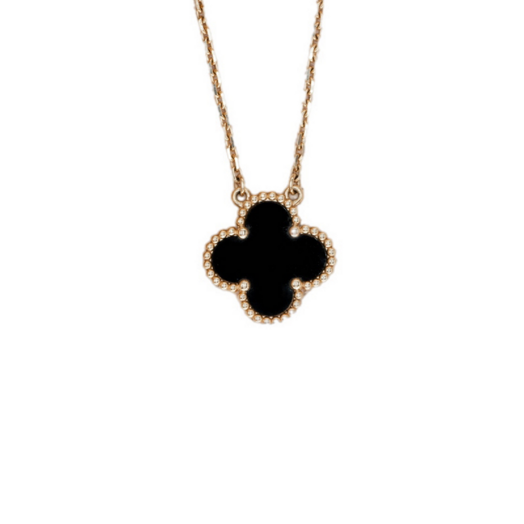 VCA Vintage Alhambra Pendant 18K yellow gold Black Onyx Necklace