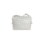 Bottega Veneta Medium Loop Camera Intercciato White Patent Leather Bag - Jiaxyk