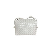 Bottega Veneta Medium Loop Camera Intercciato White Patent Leather Bag - Jiaxyk