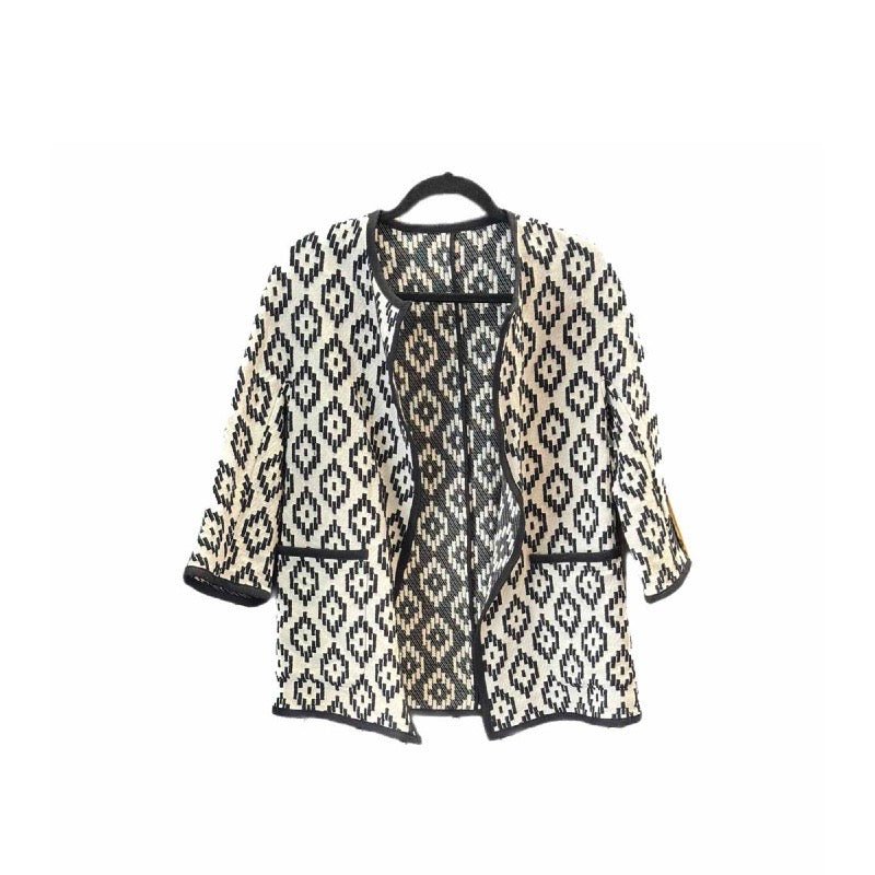 Max Mara Jacket Cotton Black White 155/80A