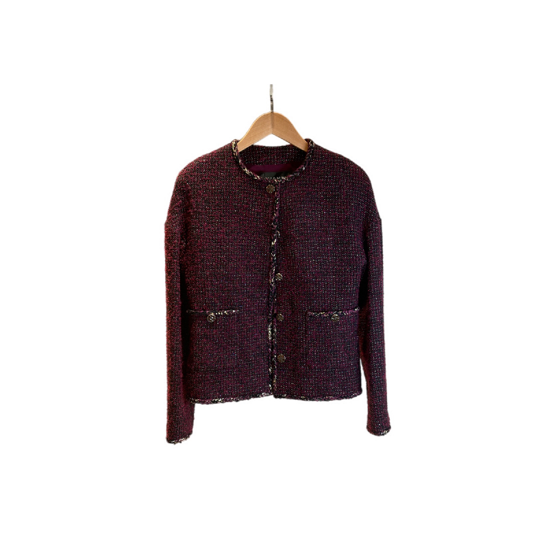 Chanel 22A Red Tweed Jacket #34