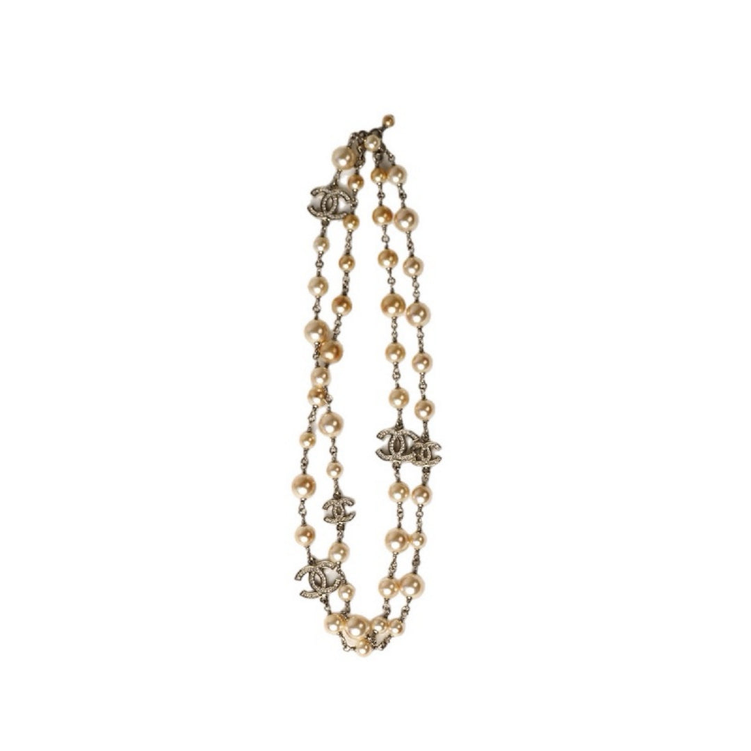 Chanel CC Pearl & Crystal Long Necklace