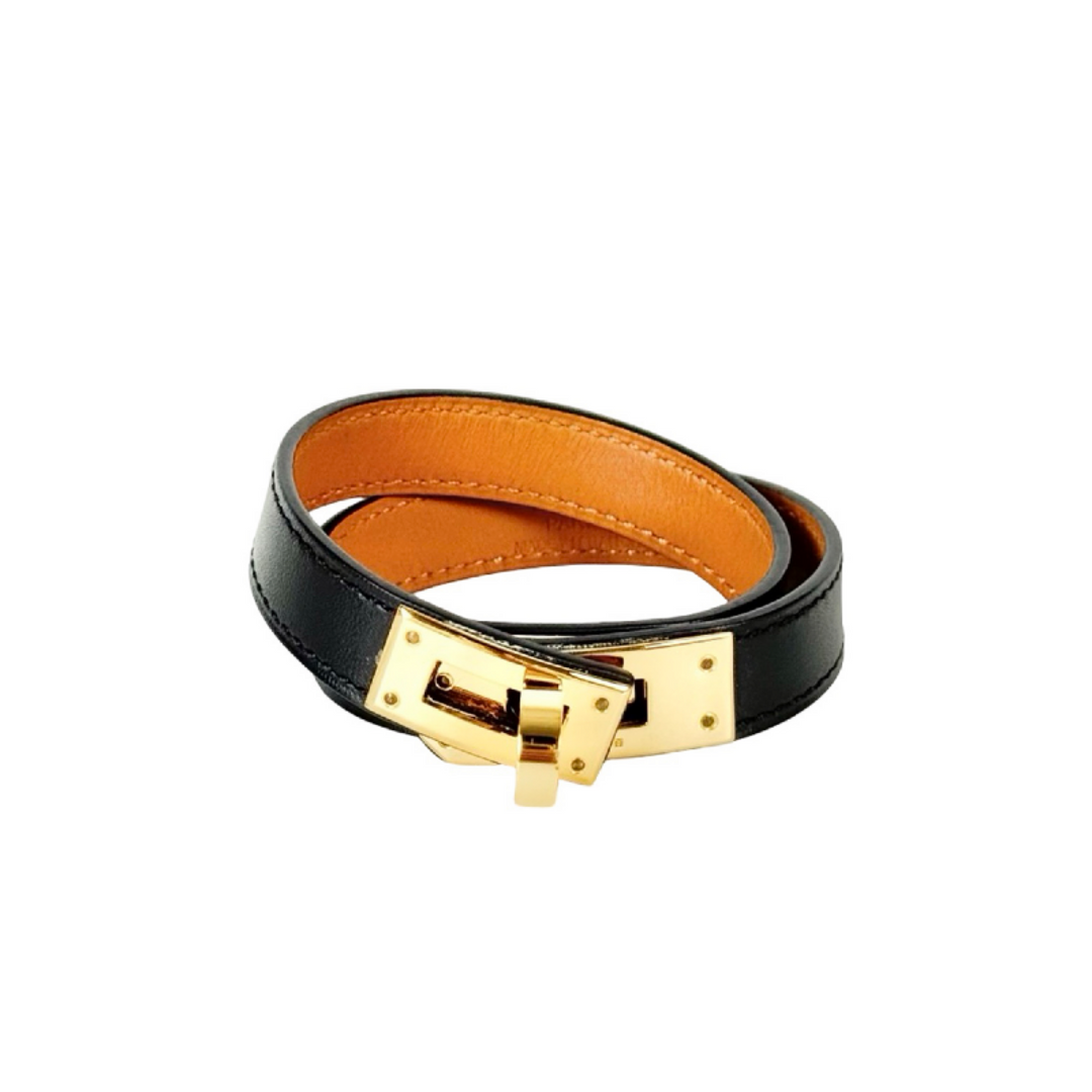 Hermes Black Kelly Double Tour Bracelet