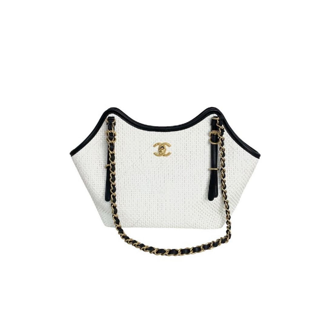 Chanel 26C White Raffia Shopping Bag