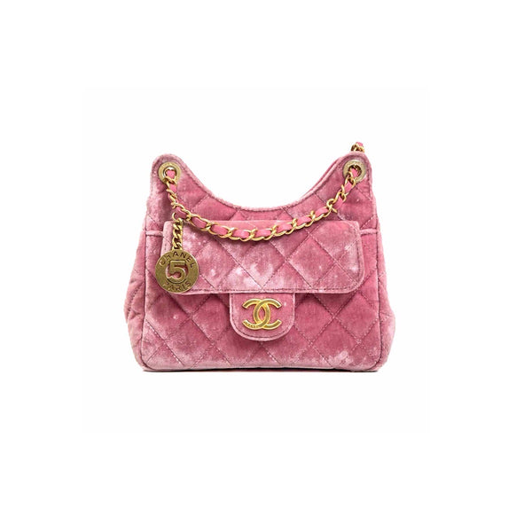 Chanel 23B Pink Velvet Small Hobo Bag - Jiaxyk