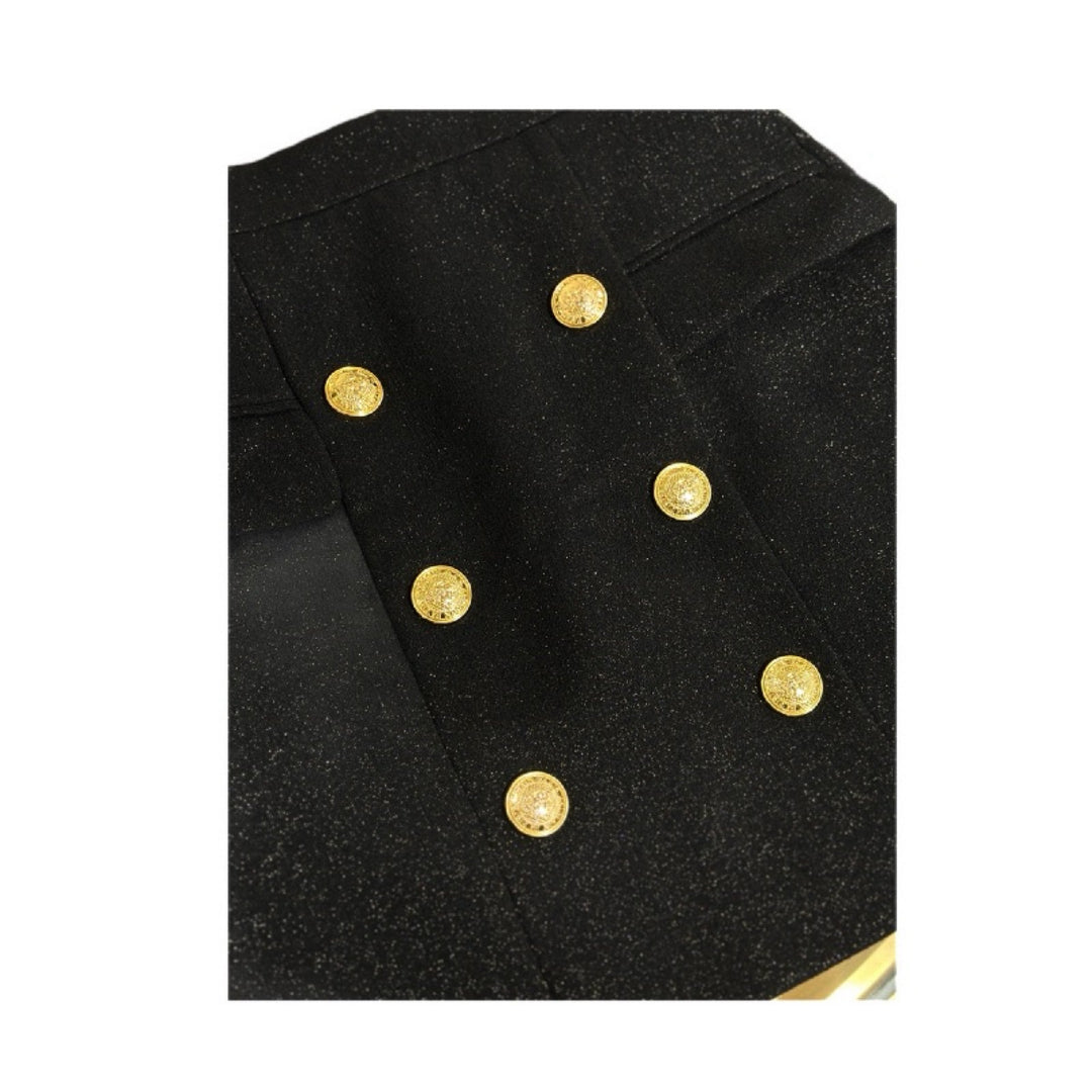 Balmain High-Waisted Mini Skirt Black Virgin Wool 38#