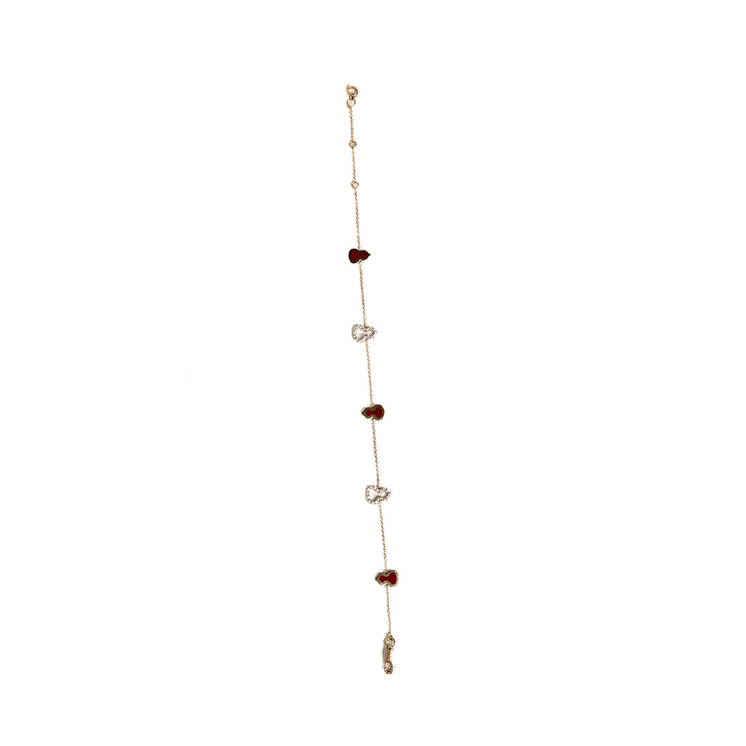 Qeelin Wulu Mini Bracelet in 18K RG Red Enamel with Diamonds