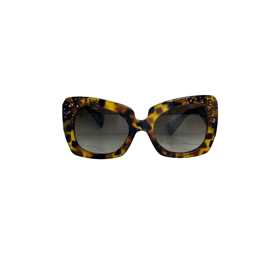 Versace Crystal Leopard-print Sunglasses