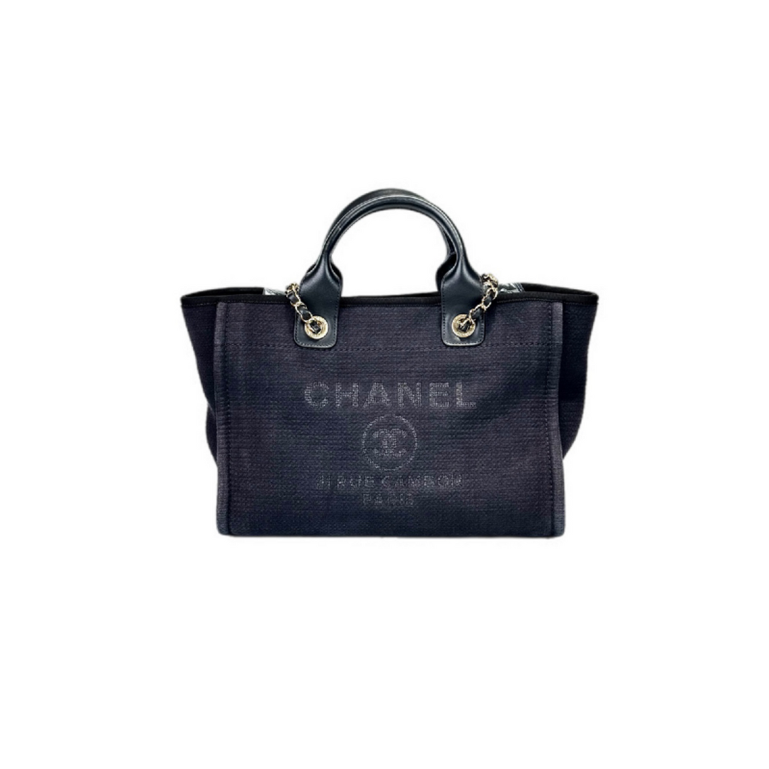 Chanel Dark Blue Deauville Small Tote Bag