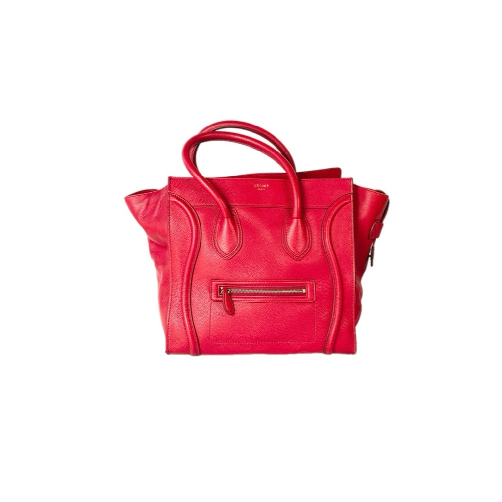 Celine Luggage Bag Red Calfskin