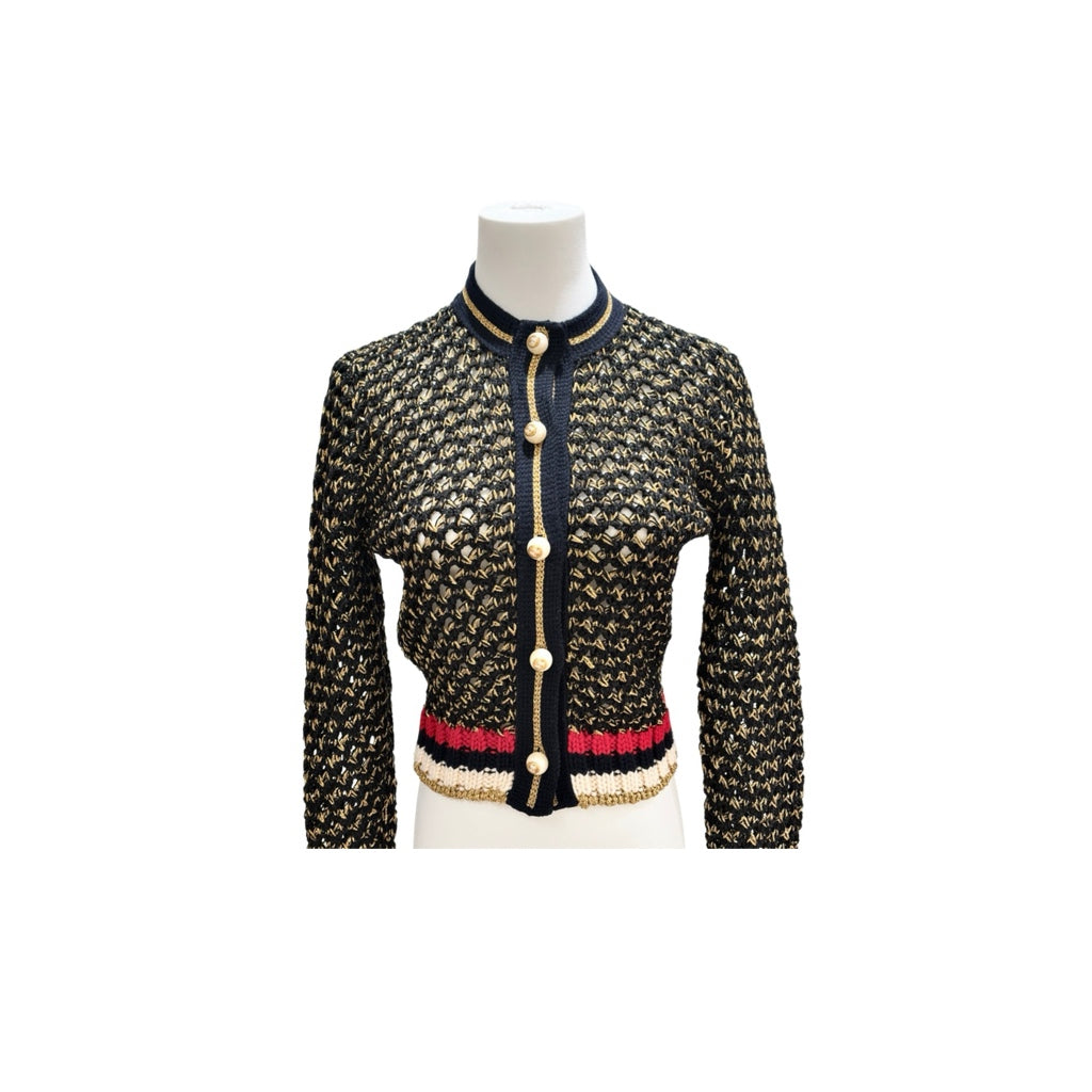 Gucci Metallic Knit Cardigan #S