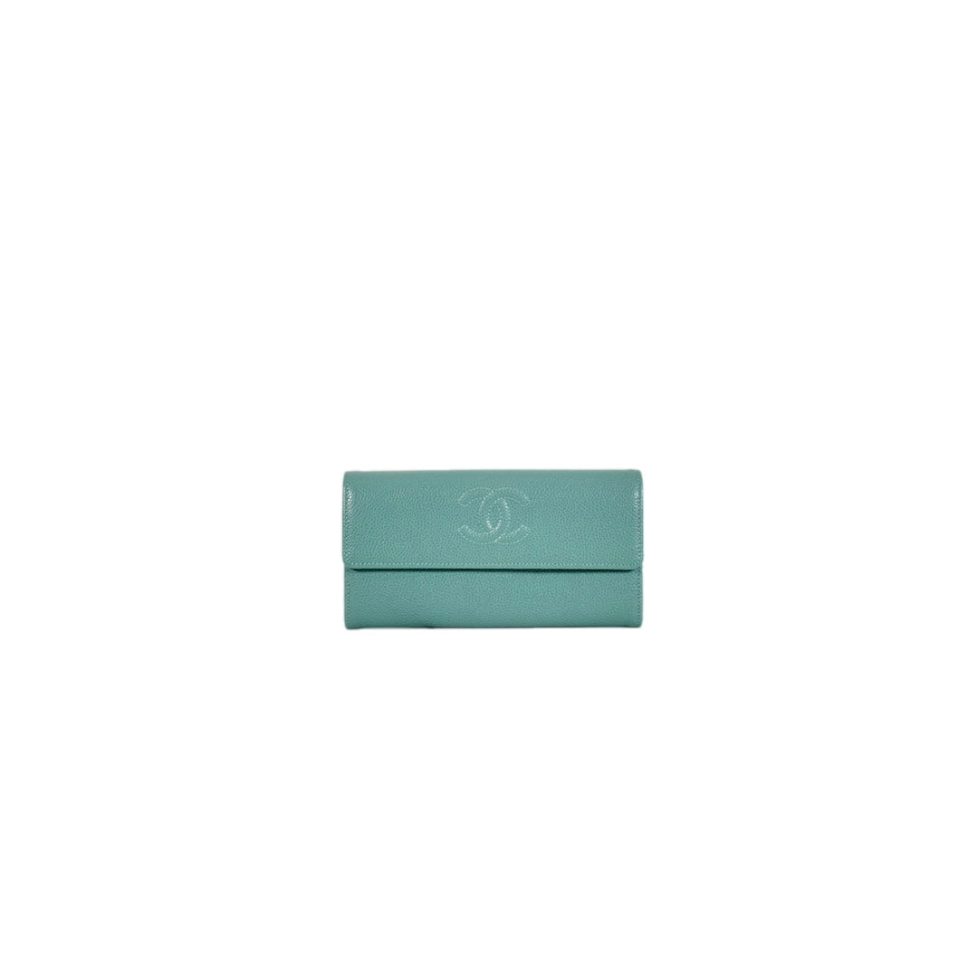 Chanel Long Logo Green Wallet