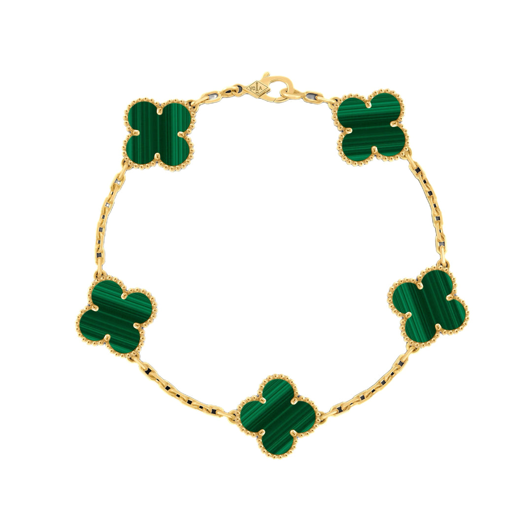 VCA Vintage Alhambra 5 Motifs 18K Malachite Bracelet