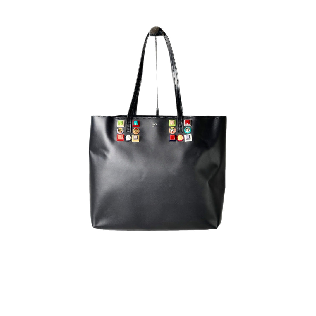 Fendi Rainbow Stud Tote Black Medium Bag