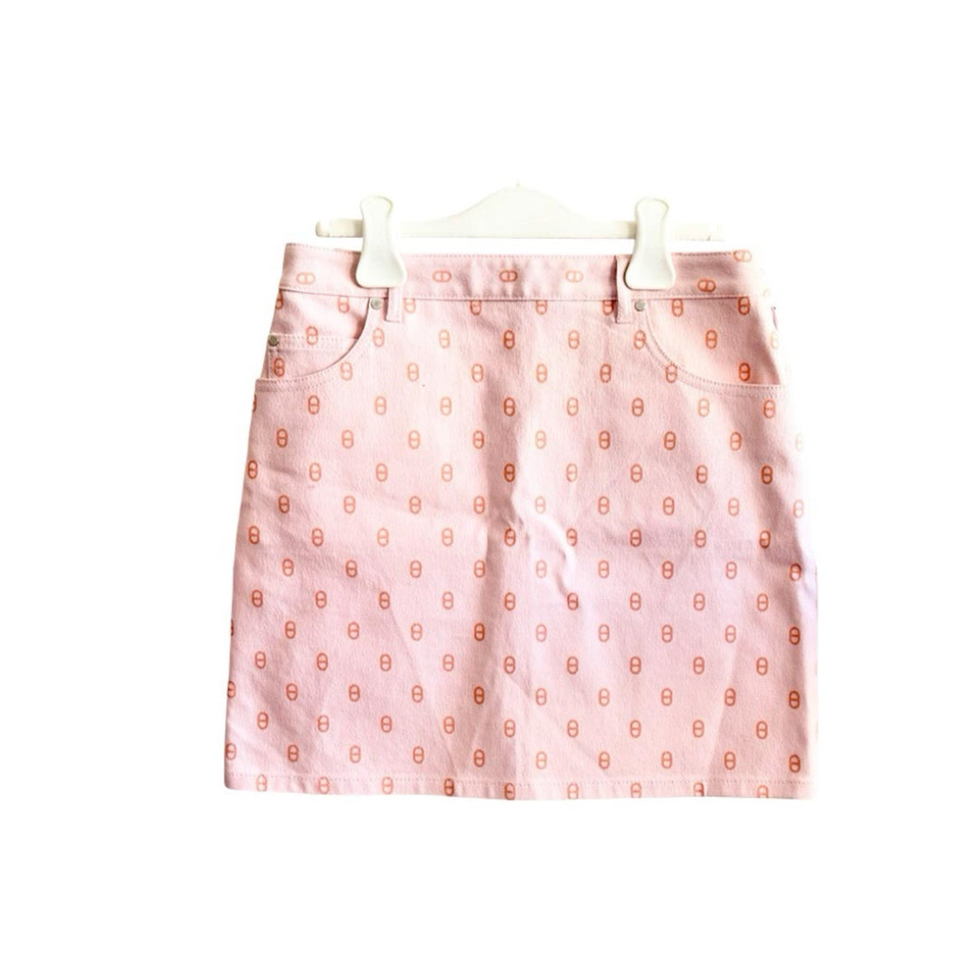 Hermes  Chaine D’ancre Denim Pink Mini Skirt #38