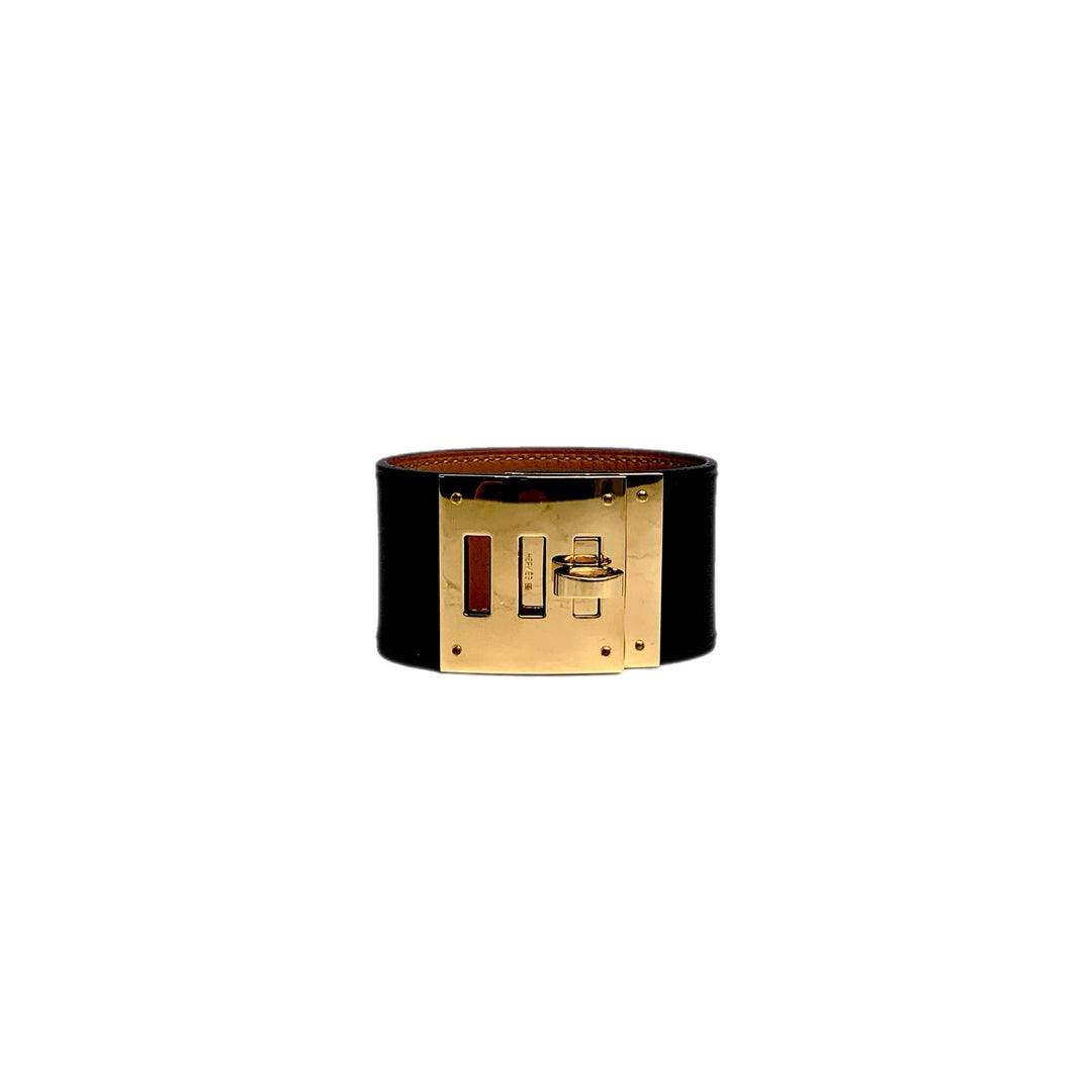 Hermes Kelly Black Leather Bracelet