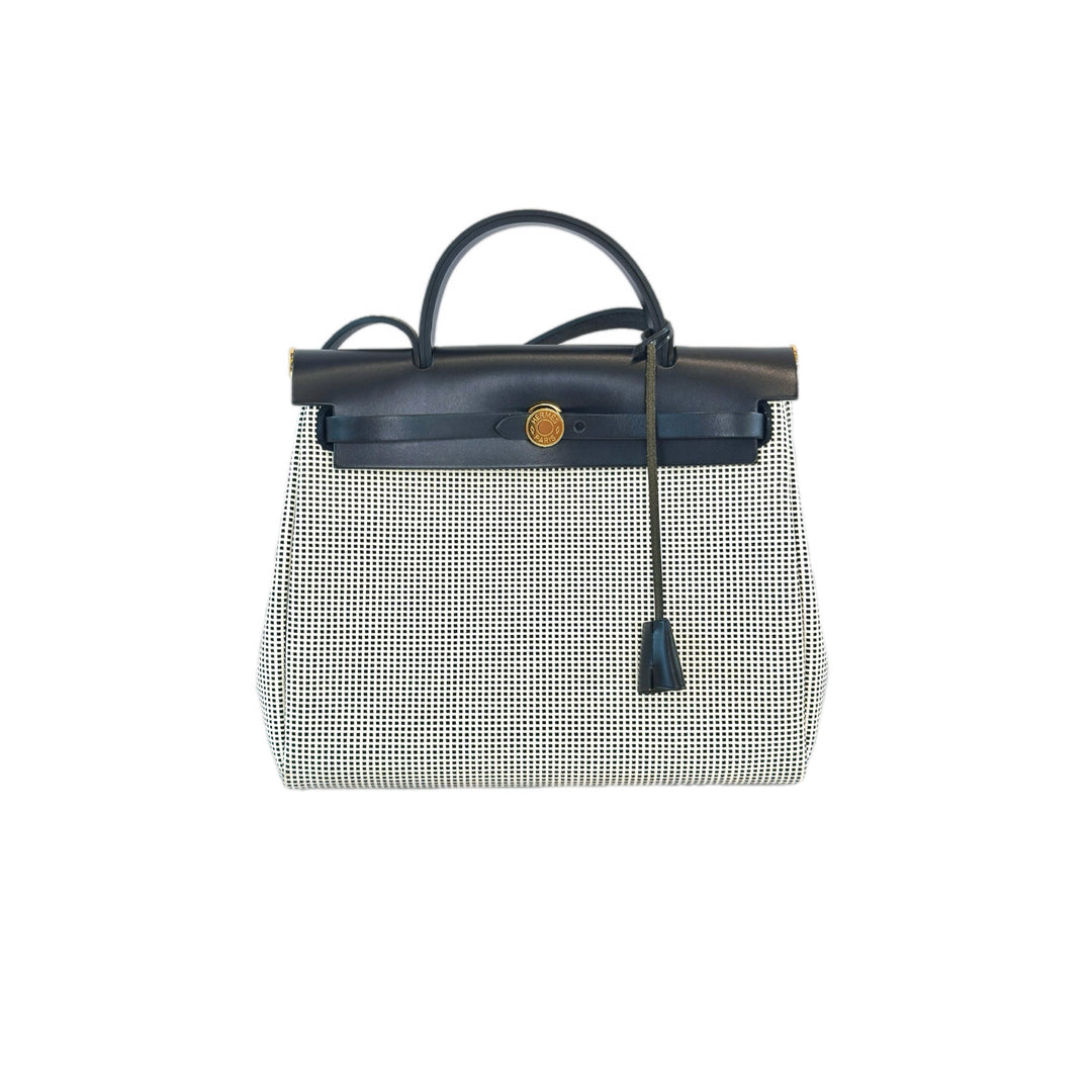 Hermes Herbag  Zip 31 Black/White