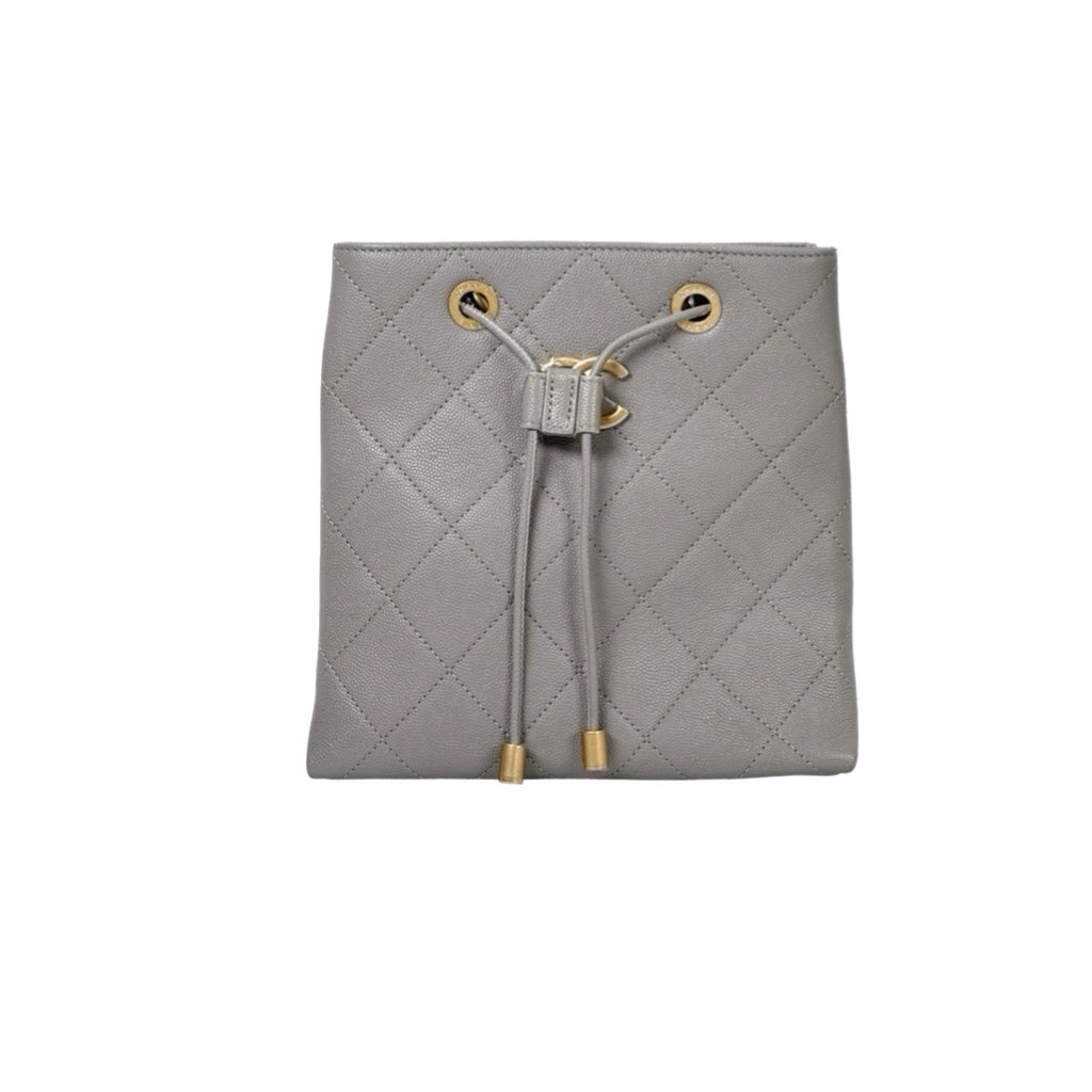 Chanel Grey Drawstring Bucket Bag