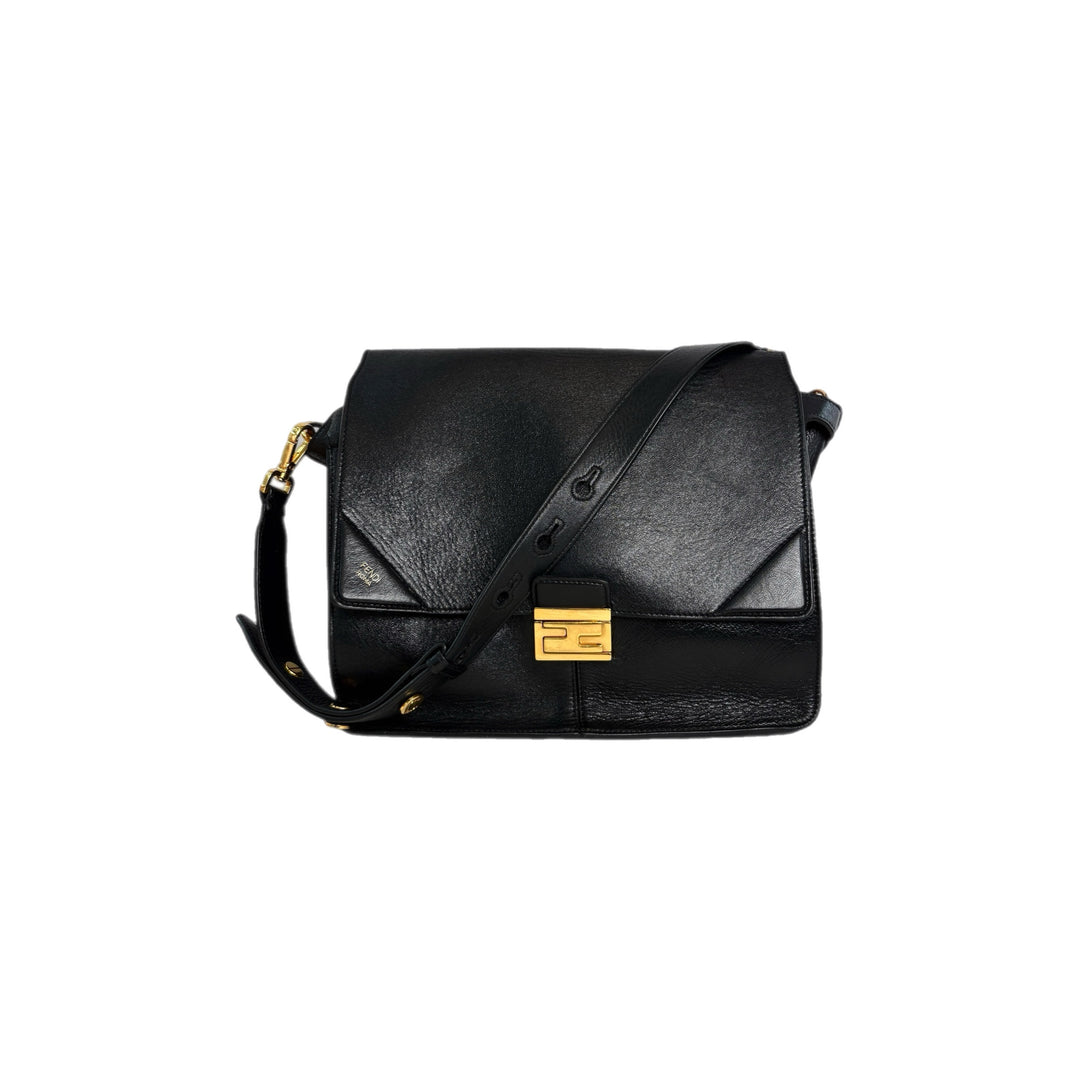 Fendi Kan U Black Leather Shoulder Bag