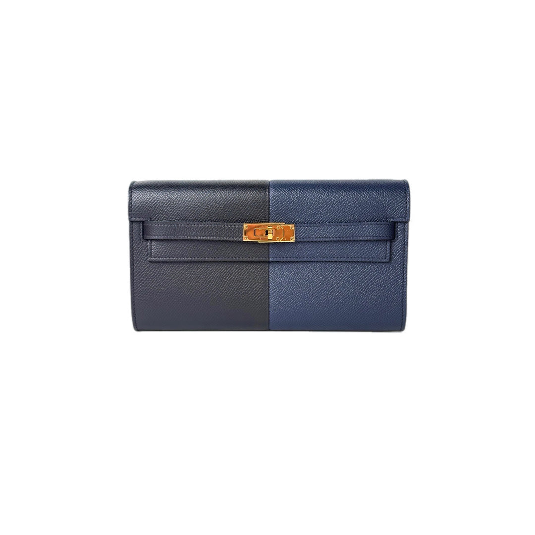Hermes Kelly To Go Blue/Black Epsom Bag