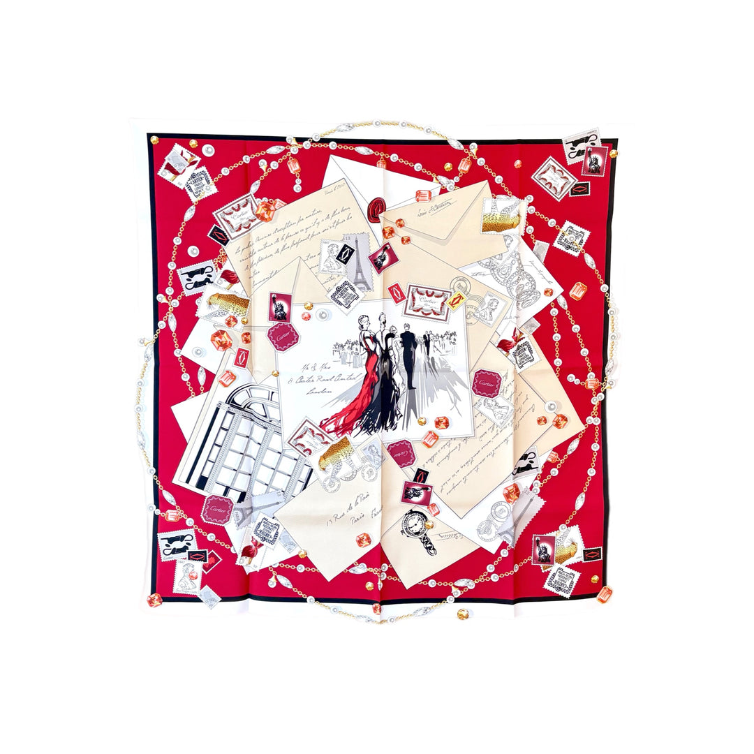 Cartier Silk Scarf Red 90cm