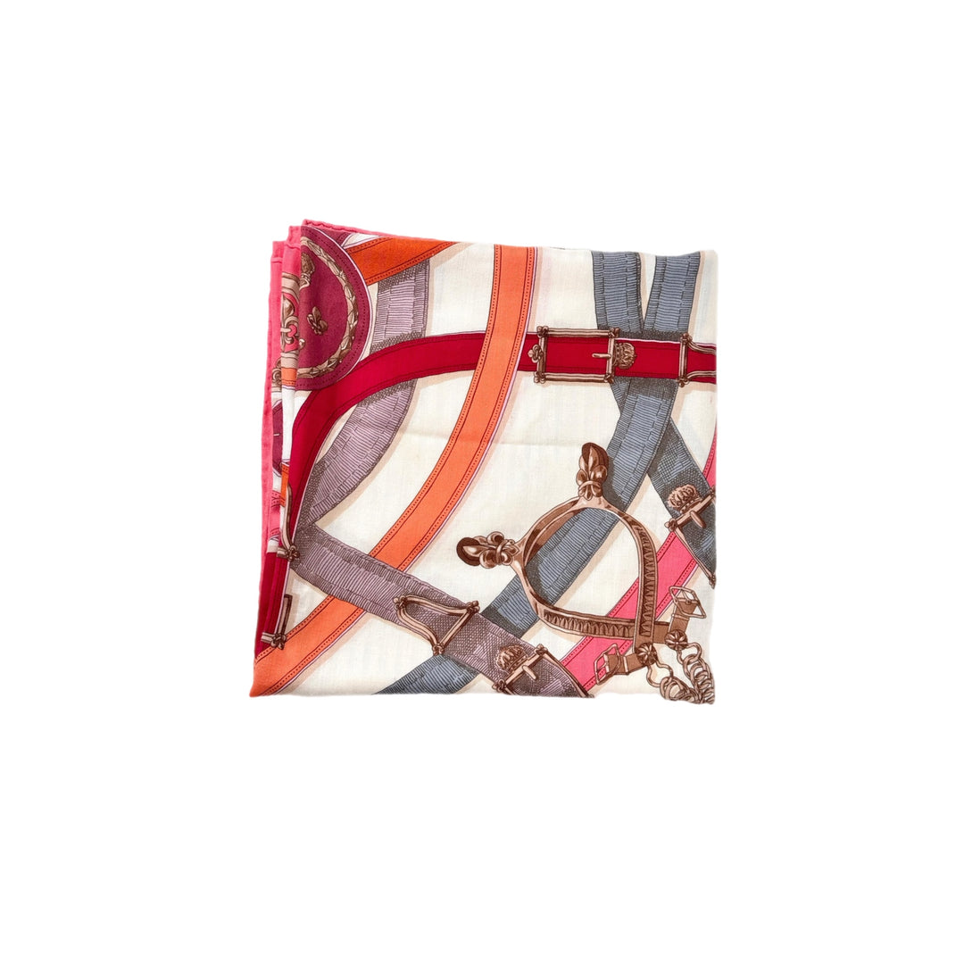 Hermes Pink Used Cashmere Scarf 140cm