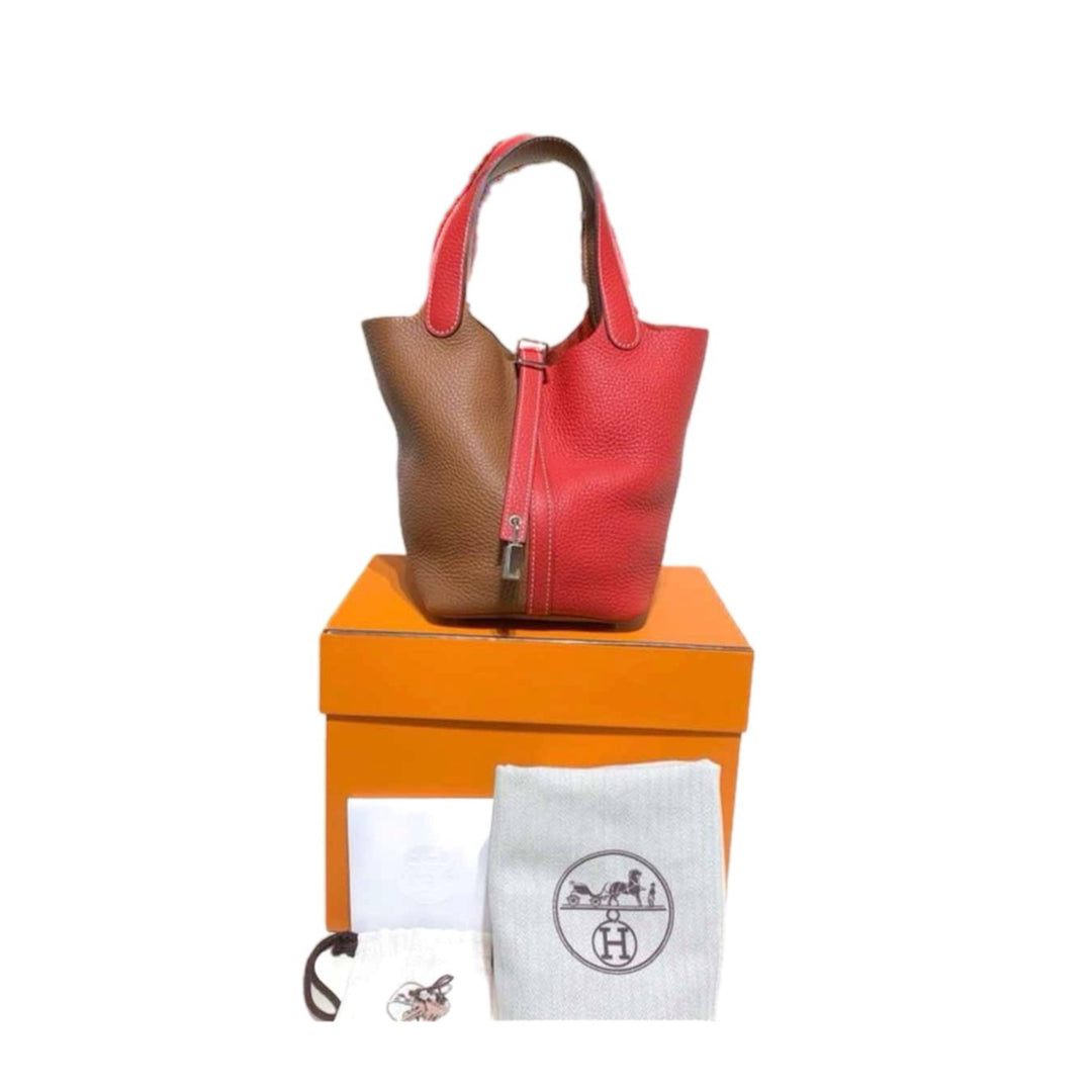 Hermes Picotin 18 Red/Gold Bag