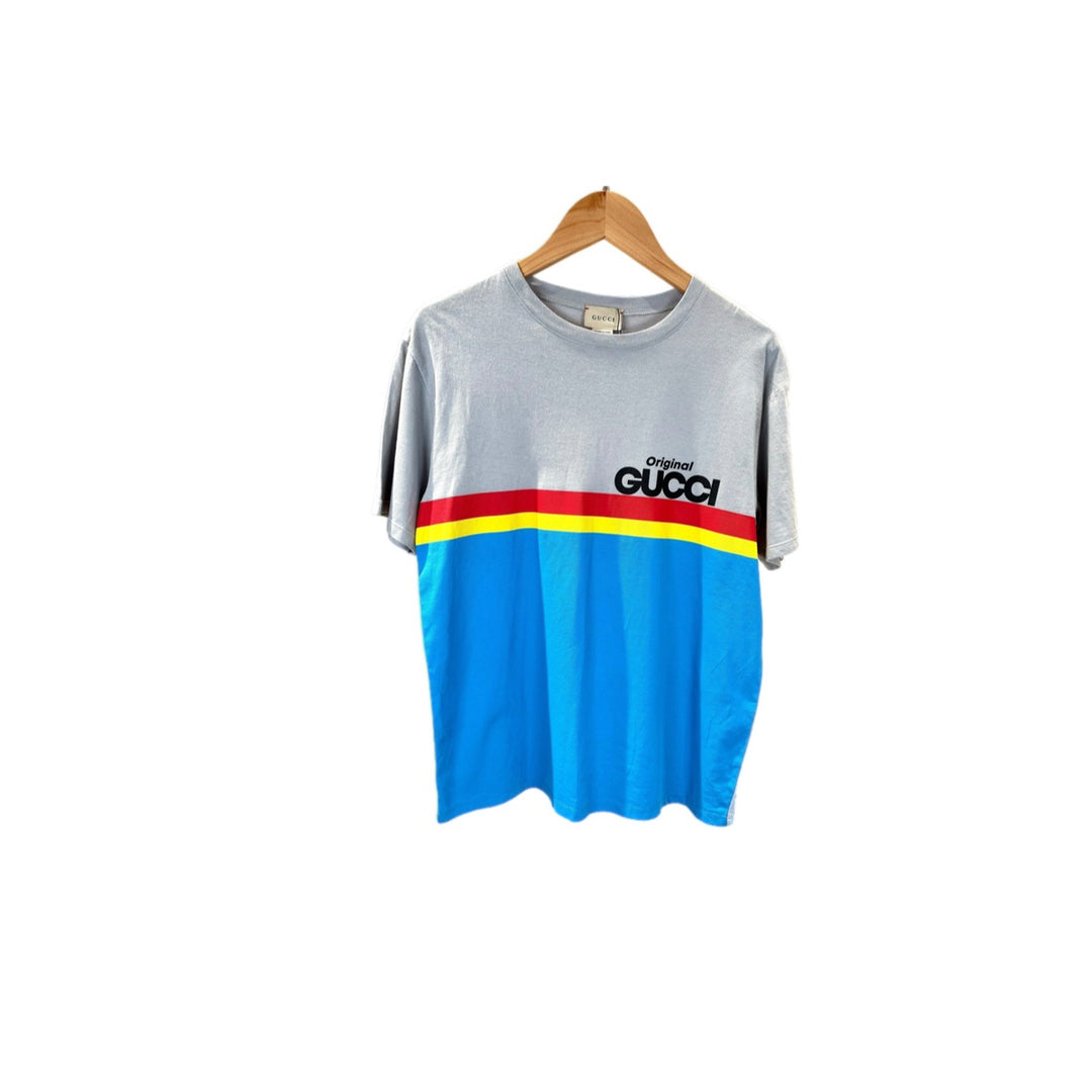 Gucci Kid Cotton Logo Print T Shirt Blue/Grey #12