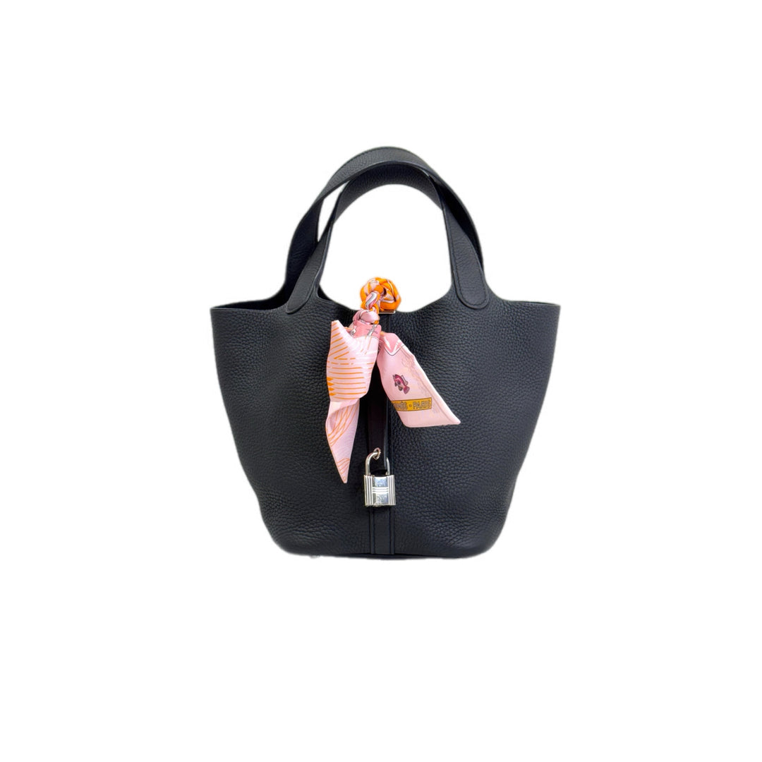 Hermes Picotin 18 Black TC Leather Bag