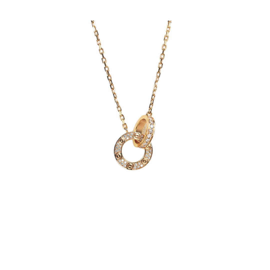 Cartier Love Necklace Paved 18K Rose Gold