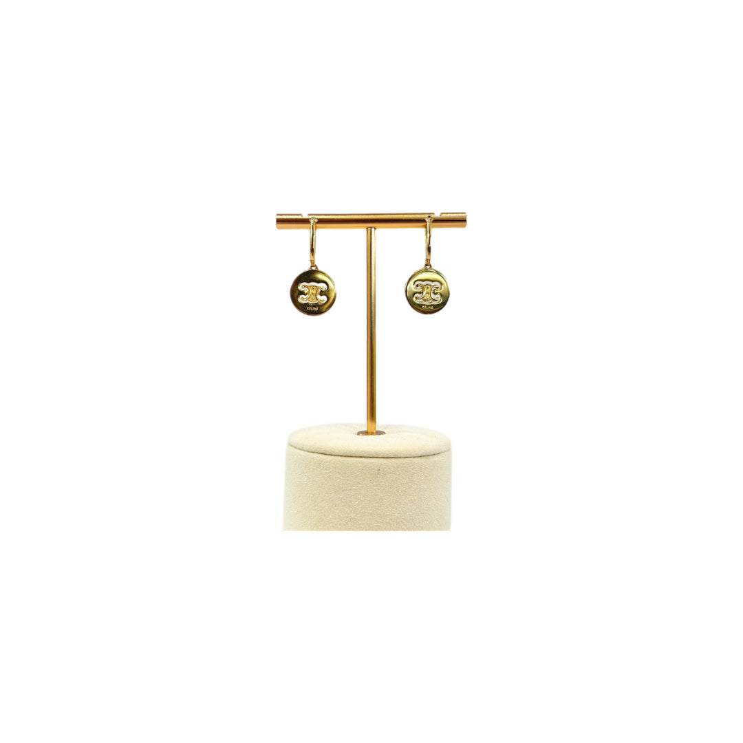 Celine Triomphe Swivel Gold Earrings