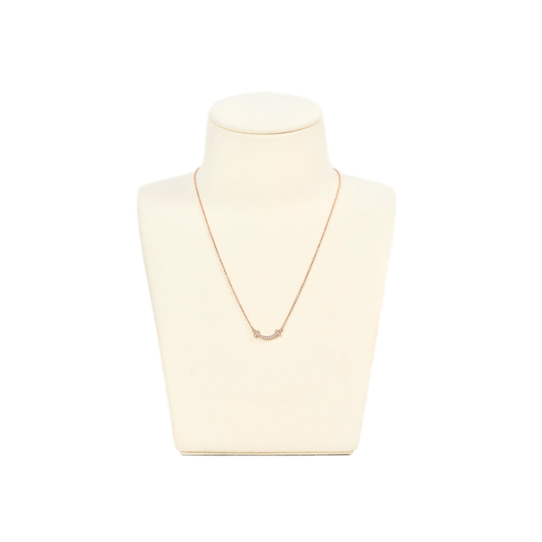 Tiffany 18k Rosegold T Smile  Diamond Necklace
