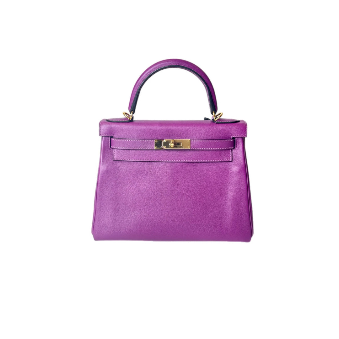 Hermes Kelly 28cm Bag P9 Purple evercolor