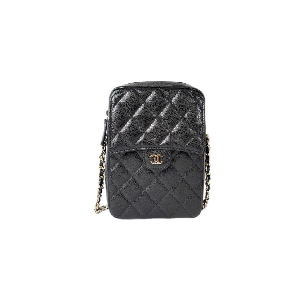 Chanel Caviar Black Phone Case Chain Bag