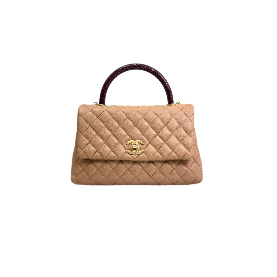 Chanel Coco Handle Medium Brown Lizard Handle