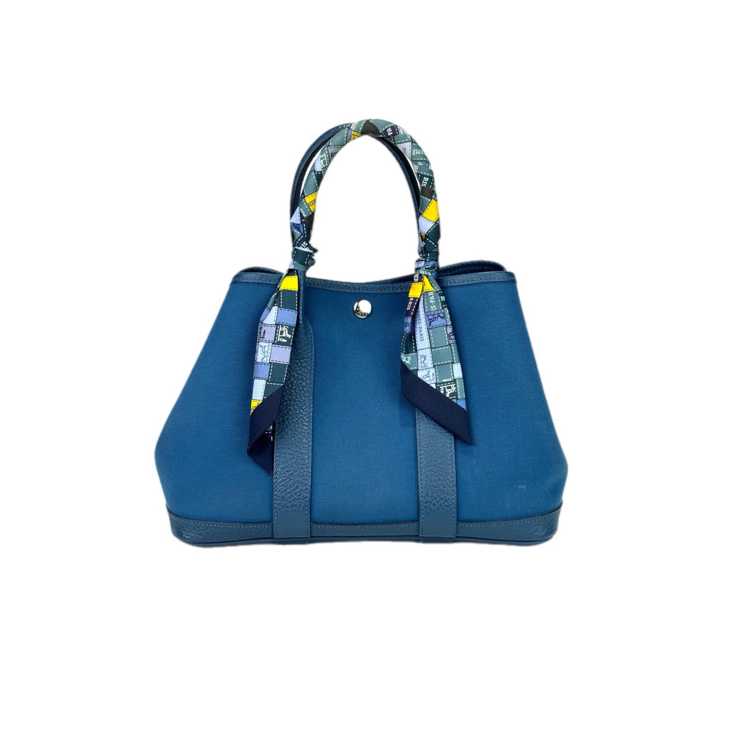 Hermes Garden Party Bag 30cm Canvas Blue