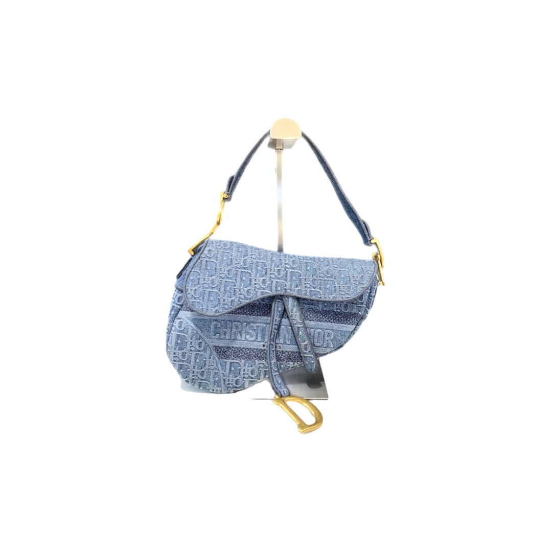 Dior Blue Oblique Denim Saddle Bag
