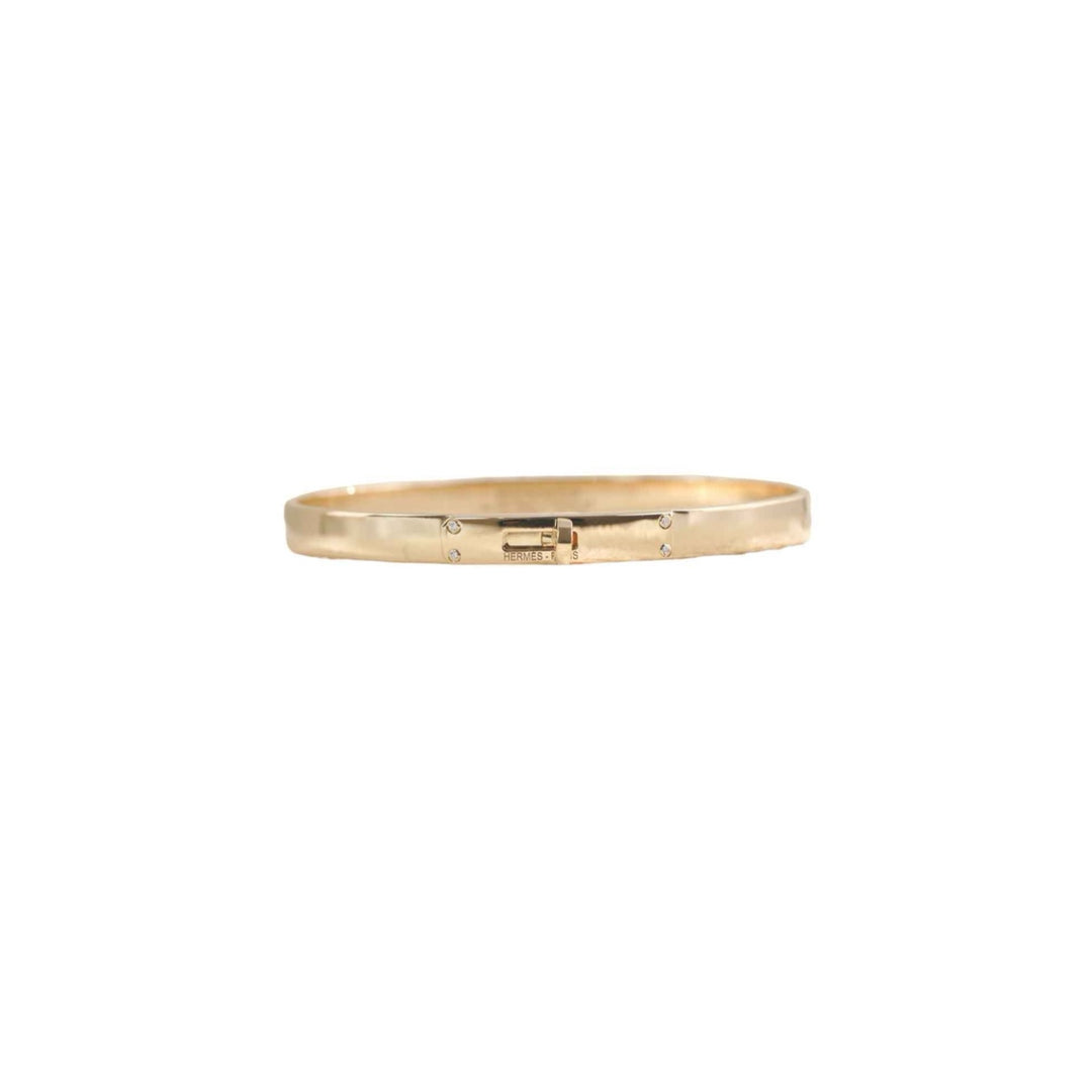 Hermes Rose Gold Kelly Bracelet  small model with 4 diamond ST