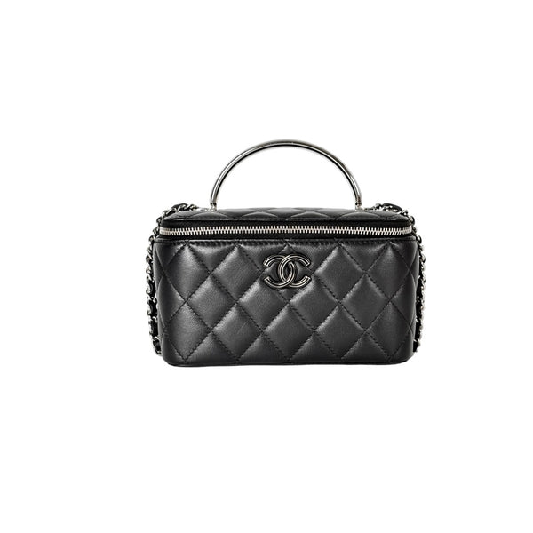 Pre-owned Chanel Lambskin Black Vanity Box Bag