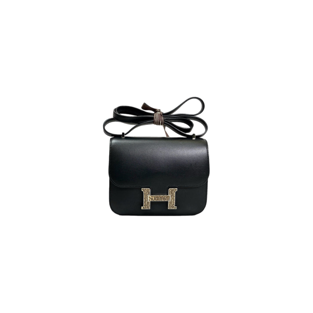 Hermes Constance 18 with Lizard Buckle Black Monsieur