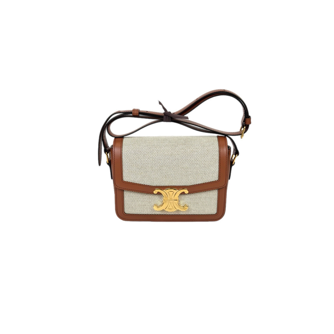 Celine Triomphe Teen 18.5cm Brown Canvas